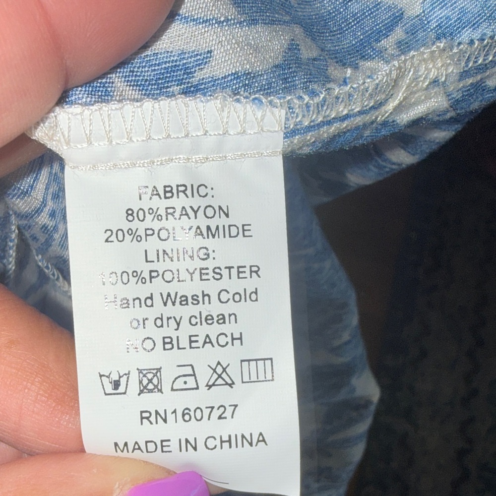 Blue and Cream Maxi Women's Dress - Picture 8 of 9